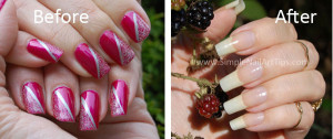 Nails before and after using Pure™ Cuticle and Nail Oil